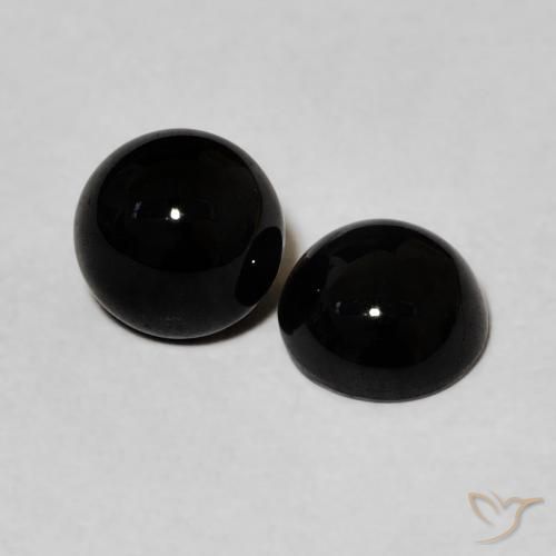 Gemas de Ónix Negro natural de 1.96 ct, Redondo, Opaco