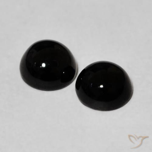 Gemas de Ónix Negro natural de 1.96 ct, Redondo, Opaco