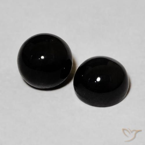 Gemas de Ónix Negro natural de 2.33 ct, Redondo, Opaco