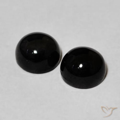 Gemas de Ónix Negro natural de 2.33 ct, Redondo, Opaco