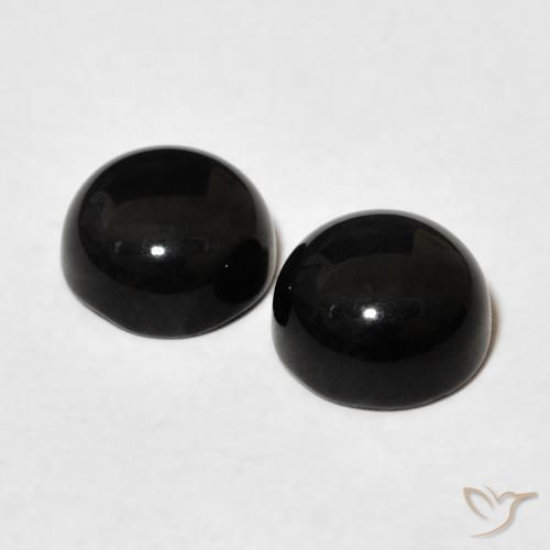 Gemas de Ónix Negro natural de 2.83 ct, Redondo, Opaco