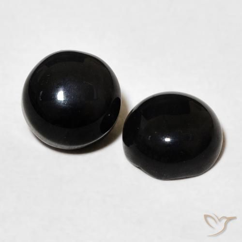 Gemas de Ónix Negro natural de 3.07 ct, Redondo, Opaco