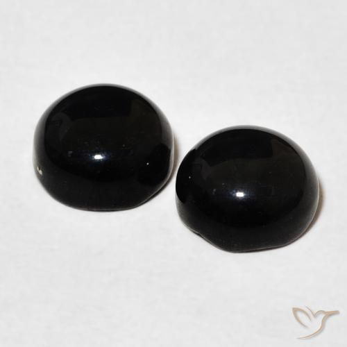 Gemas de Ónix Negro natural de 3.07 ct, Redondo, Opaco