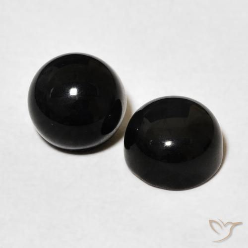 Gemas de Ónix Negro natural de 3.22 ct, Redondo, Opaco