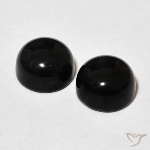 Gemas de Ónix Negro natural de 3.22 ct, Redondo, Opaco