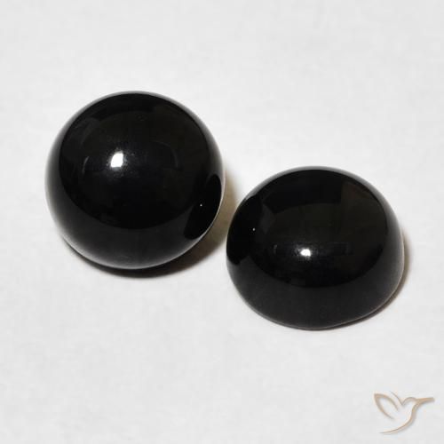 Gemas de Ónix Negro natural de 3.11 ct, Redondo, Opaco