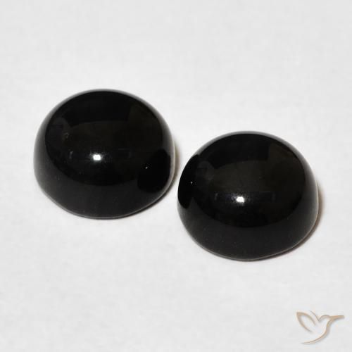 Gemas de Ónix Negro natural de 3.11 ct, Redondo, Opaco