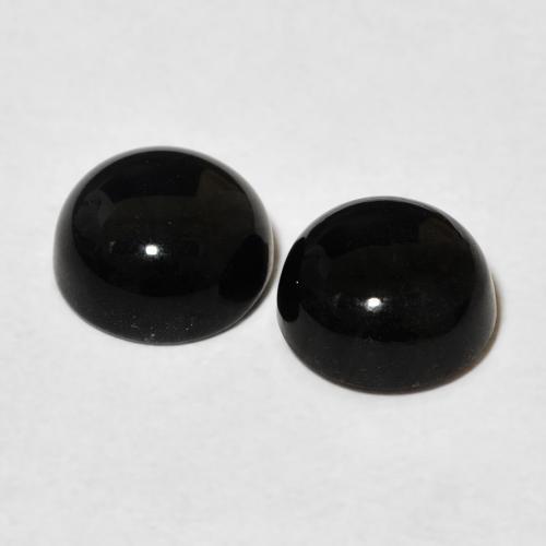 Gemas de Ónix Negro natural de 2.84 ct, Redondo, Opaco