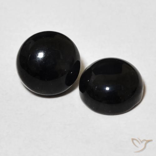 Gemas de Ónix Negro natural de 2.96 ct, Redondo, Opaco