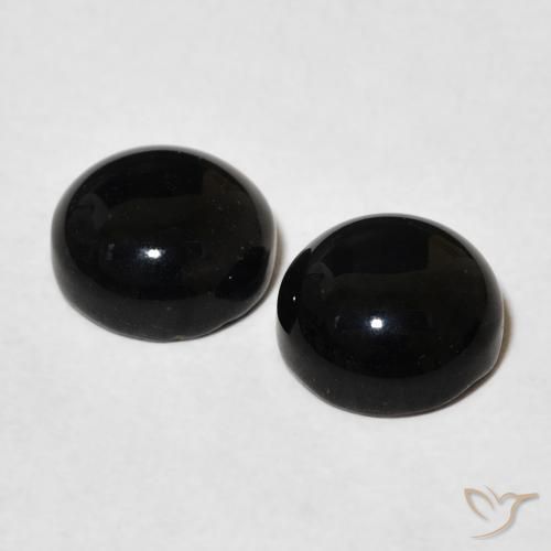 Gemas de Ónix Negro natural de 2.96 ct, Redondo, Opaco