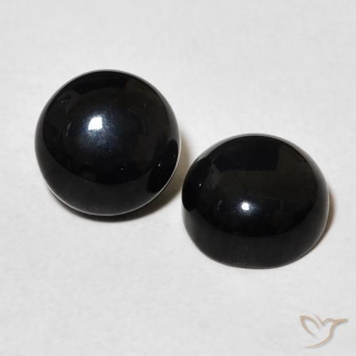 Gemas de Ónix Negro natural de 3.07 ct, Redondo, Opaco