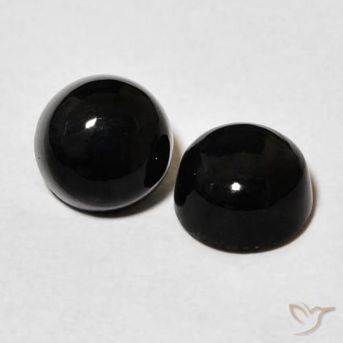 Gemas de Ónix Negro natural de 3.14 ct, Redondo, Opaco