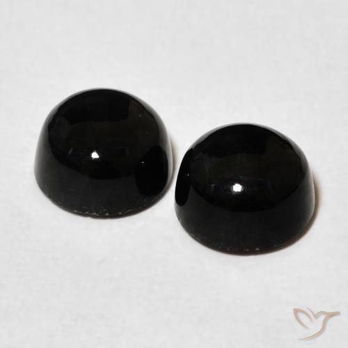 Gemas de Ónix Negro natural de 3.14 ct, Redondo, Opaco