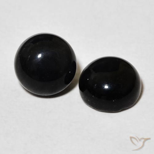 Gemas de Ónix Negro natural de 2.90 ct, Redondo, Opaco