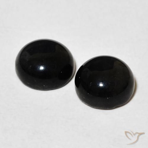 Gemas de Ónix Negro natural de 2.90 ct, Redondo, Opaco