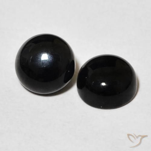 Gemas de Ónix Negro natural de 2.89 ct, Redondo, Opaco