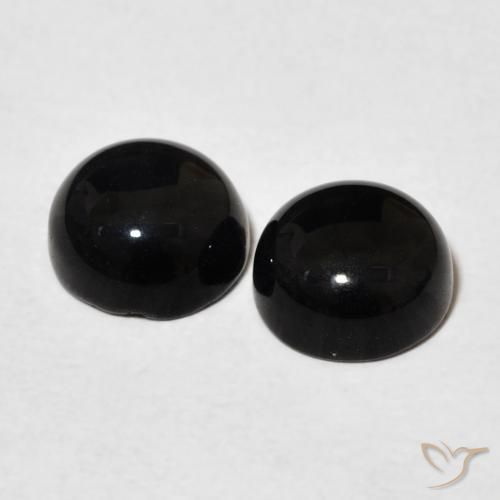 Gemas de Ónix Negro natural de 2.89 ct, Redondo, Opaco