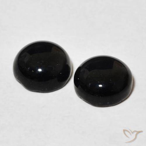 Gemas de Ónix Negro natural de 2.78 ct, Redondo, Opaco