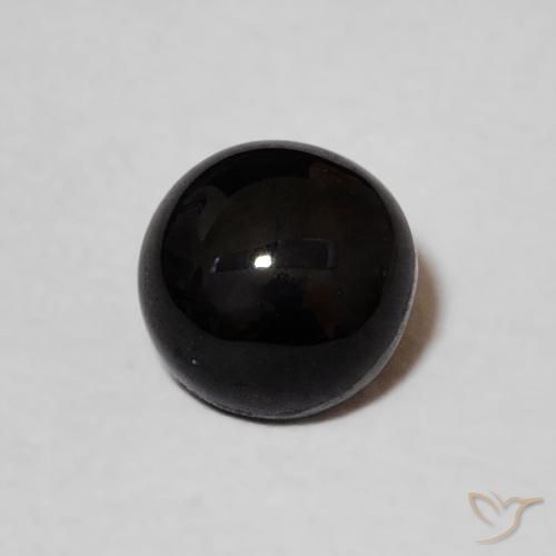 Ónix Negro natural de 1.03 ct, Redondo, Opaco