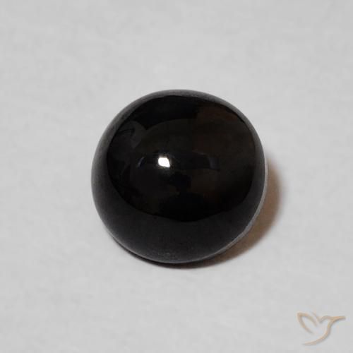 Ónix Negro natural de 0.85 ct, Redondo, Opaco