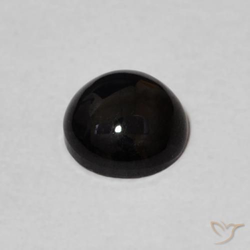Ónix Negro natural de 0.85 ct, Redondo, Opaco