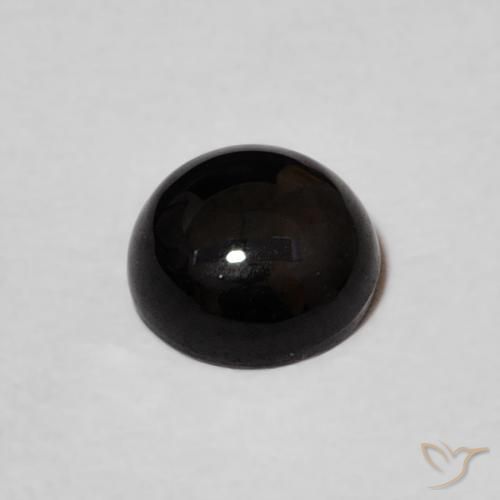 Ónix Negro natural de 0.99 ct, Redondo, Opaco