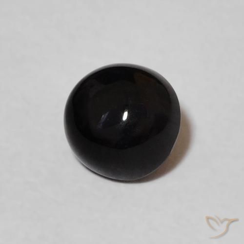 Ónix Negro natural de 0.60 ct, Redondo, Opaco