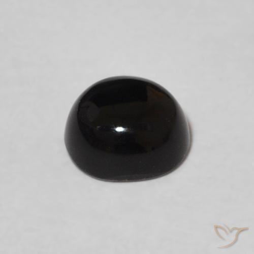 Ónix Negro natural de 0.60 ct, Redondo, Opaco