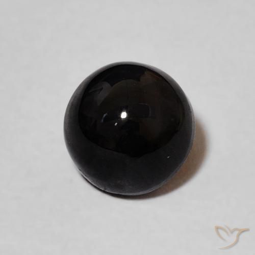Ónix Negro natural de 1.23 ct, Redondo, Opaco