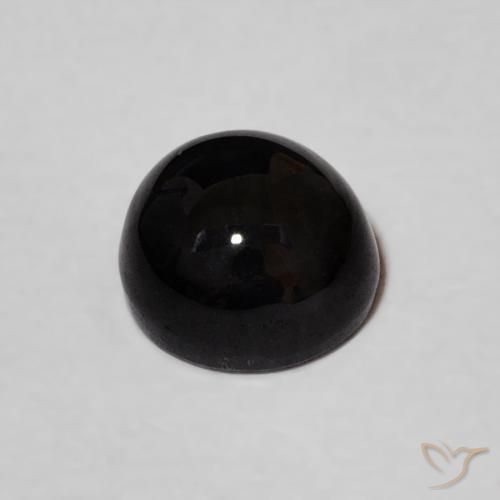 Ónix Negro natural de 1.23 ct, Redondo, Opaco
