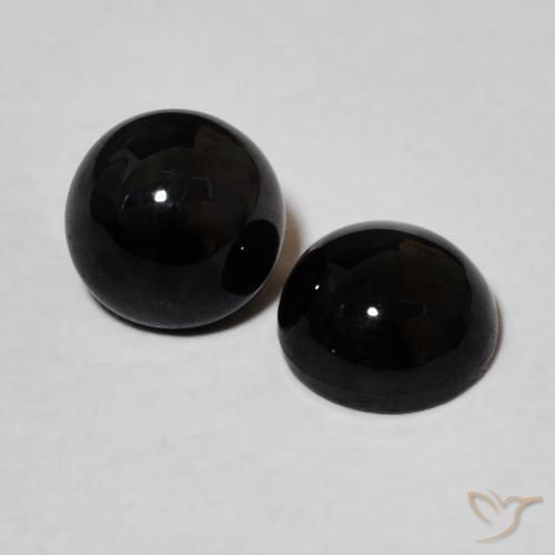 Gemas de Ónix Negro natural de 1.96 ct, Redondo, Opaco