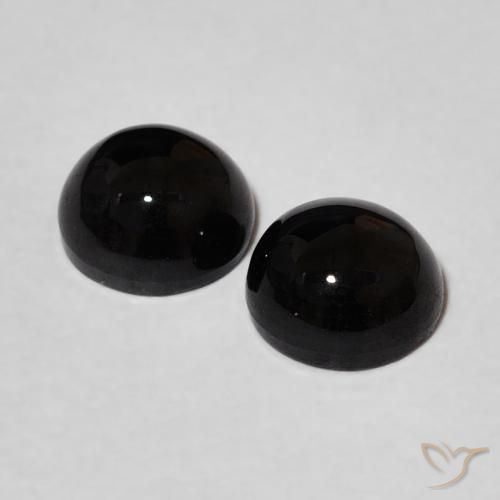 Gemas de Ónix Negro natural de 1.96 ct, Redondo, Opaco