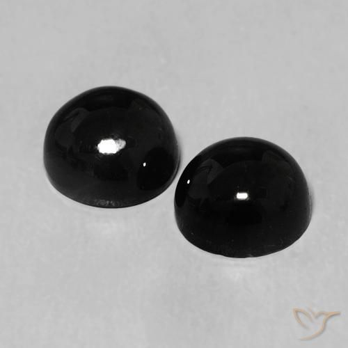 Gemas de Ónix Negro natural de 2.24 ct, Redondo, Opaco