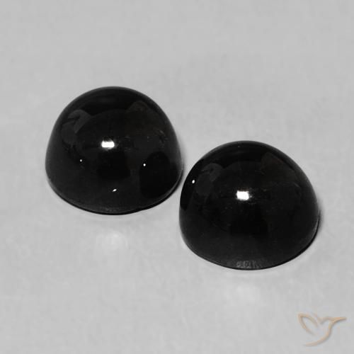 Gemas de Ónix Negro natural de 2.43 ct, Redondo, Opaco