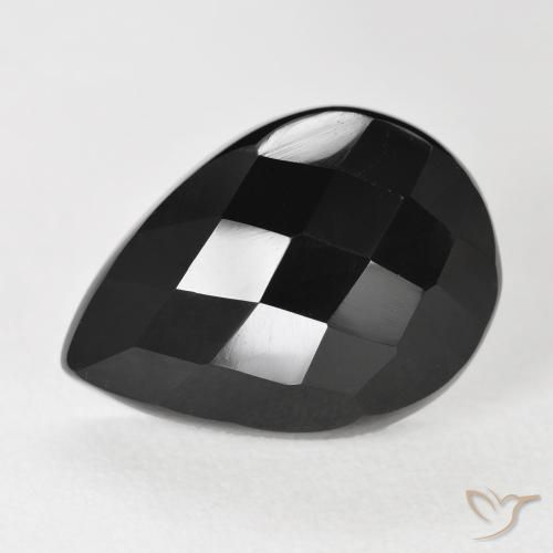 Ónix Negro natural de 9.48 ct, En forma de pera, Opaco