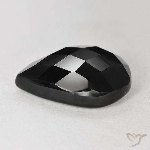 Ónix Negro natural de 9.48 ct, En forma de pera, Opaco