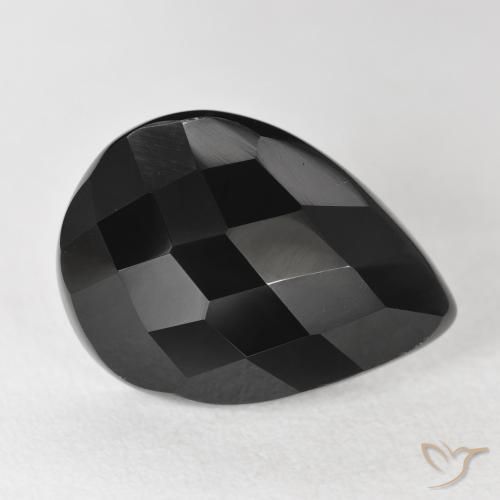 Ónix Negro natural de 8.25 ct, En forma de pera, Opaco