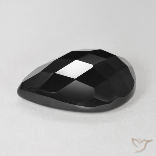 Ónix Negro natural de 8.25 ct, En forma de pera, Opaco