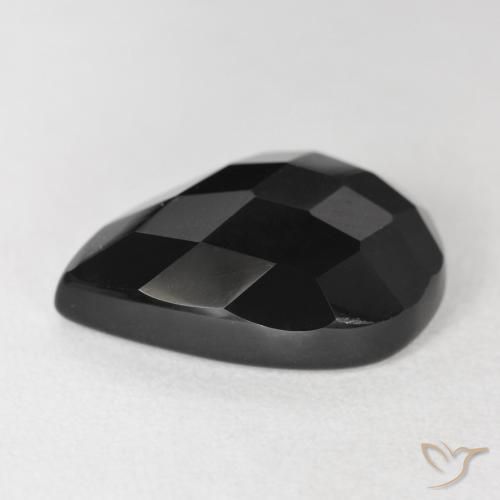 Ónix Negro natural de 9.19 ct, En forma de pera, Opaco