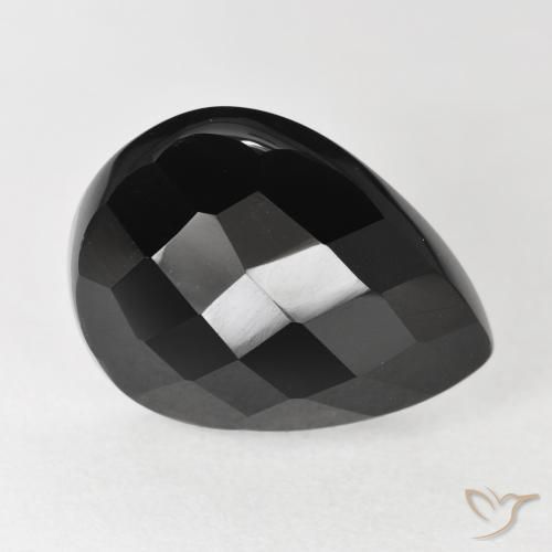 11.00ct Natural Negro Ónix, En forma de pera, Opaco, Photo A