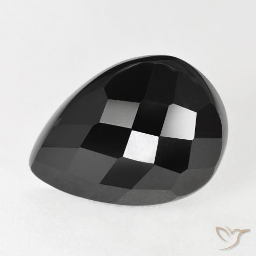 Ónix Negro natural de 11.00 ct, En forma de pera, Opaco