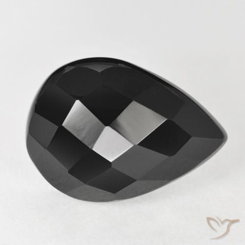 Ónix Negro natural de 9.47 ct, En forma de pera, Opaco