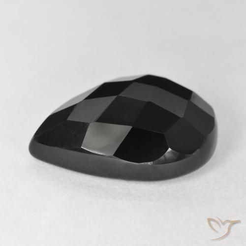 Ónix Negro natural de 9.47 ct, En forma de pera, Opaco