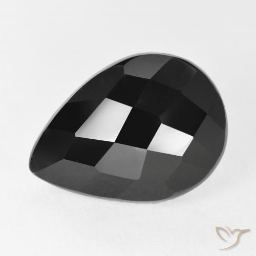 Ónix Negro natural de 10.69 ct, En forma de pera, Opaco