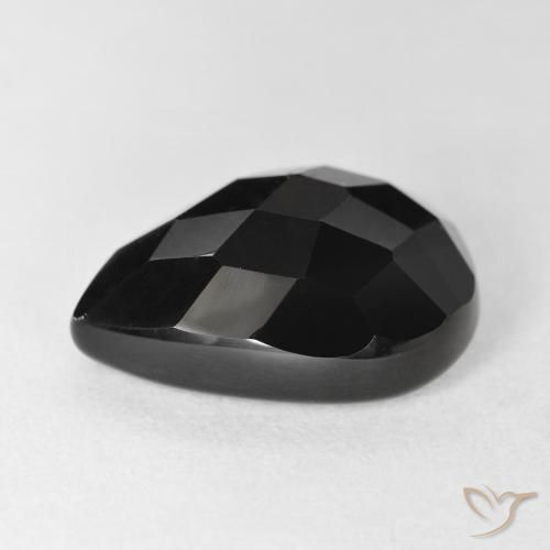 Ónix Negro natural de 10.69 ct, En forma de pera, Opaco