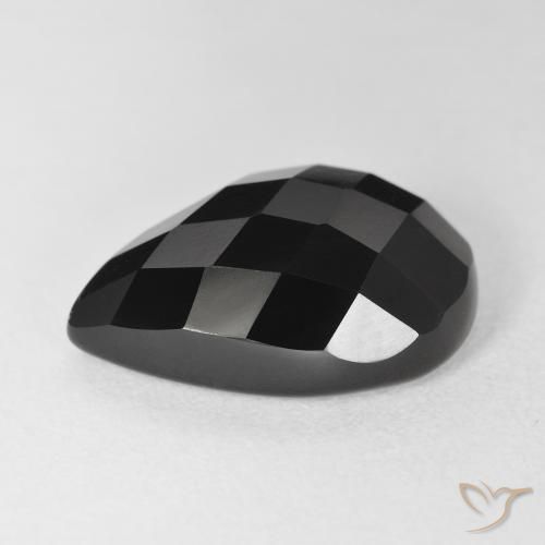 Ónix Negro natural de 9.97 ct, En forma de pera, Opaco
