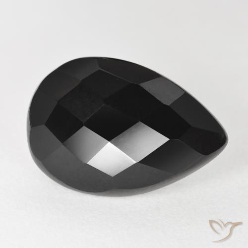 Ónix Negro natural de 8.80 ct, En forma de pera, Opaco