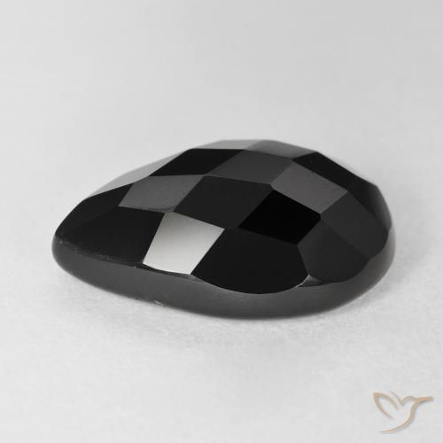 Ónix Negro natural de 8.80 ct, En forma de pera, Opaco