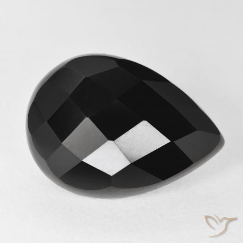 Ónix Negro natural de 10.04 ct, En forma de pera, Opaco
