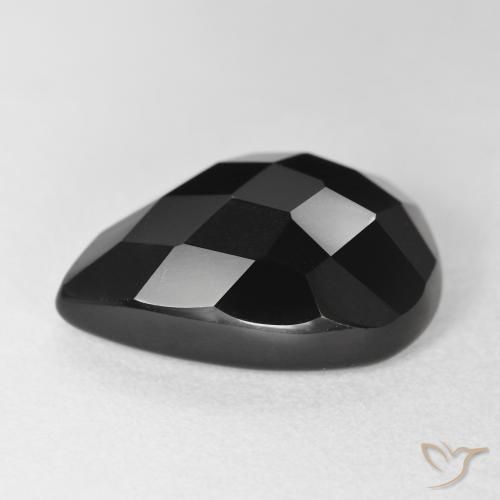 Ónix Negro natural de 9.80 ct, En forma de pera, Opaco